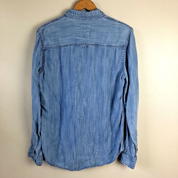 Abercrombie & Fitch Button Down Shirt Womens M Chambray Lyocell Jewel Collar - Picture 9 of 15